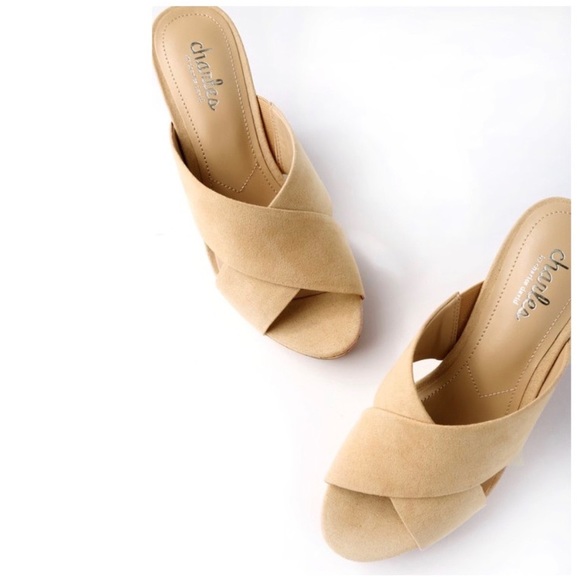 Charles David Latrice Cork Wedge Heel Nude Sandals - Picture 5 of 7